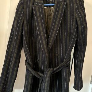 Striped Belted Blazer Coat